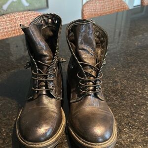 Black Leather Combat Boots